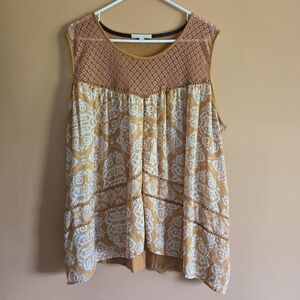 hint of mint Sleeveless Boho Embroidered Top, 3X (PTP=23")